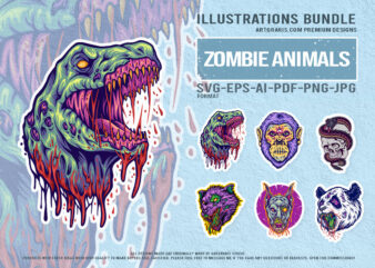 Horror Zombie Predator Cartoon Skull Vector With Monster Heads