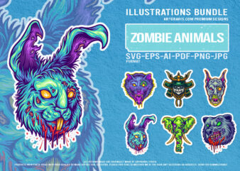Undead Wildlife And Scary Samurai Skull Cartoon