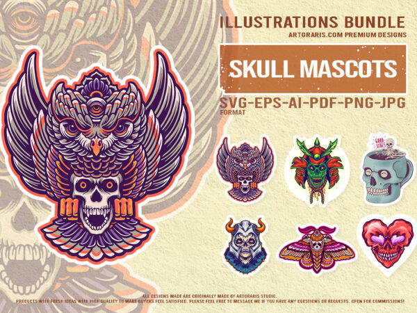 Fantasy skull art samurai viking owl heart moth t shirt graphic design Fantasy skull art samurai viking owl heart moth t shirt graphic design