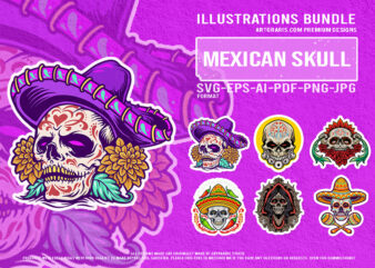 Festival of the dead mexican skull vector mascot designs