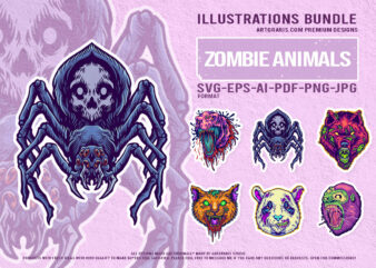 Undead Creatures Collection With Spider And Animal Heads Artwork Undead Creatures Collection With Spider And Animal Heads Artwork