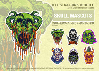 Creepy skull artwork slime demon pineapple gothic warrior Designs