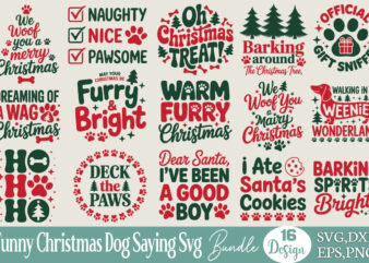 Funny Christmas Dog Saying T-shirt Bundle Funny Christmas Dog Saying SVG Bundle