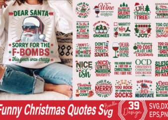 Funny Christmas Quotes T-shirt Bundle Funny Christmas Quotes Svg Bundle