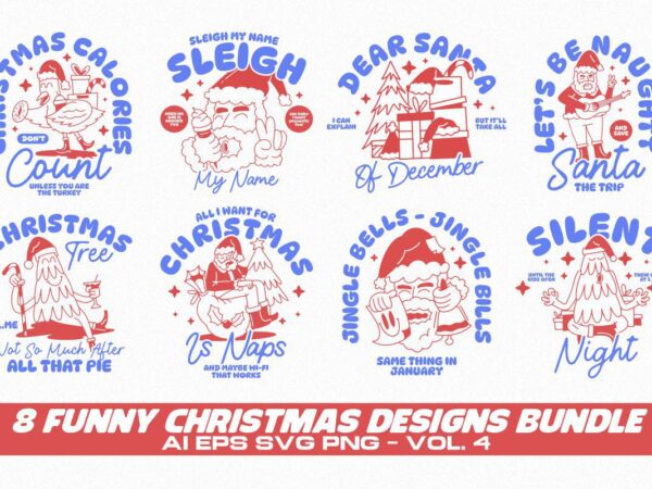 Funny christmas t-shirt designs bundle vol. 4
