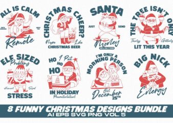 Funny Christmas T-shirt Designs Bundle Vol. 5