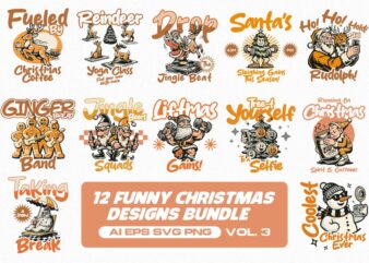 Funny Christmas T-shirt Designs Bundle Vol. 3