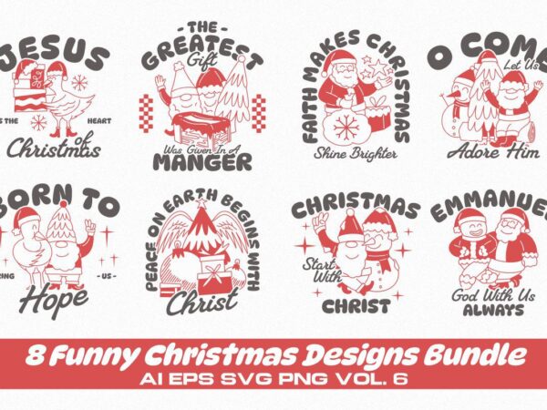Funny christmas t-shirt designs bundle vol. 6