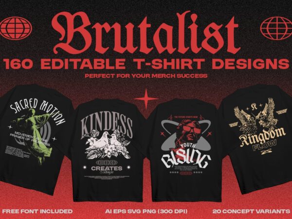 Brutalist editable t-shirt design bundle, urban streetwear graphics, threshold texture graphic tees, dark aesthetic design for merch