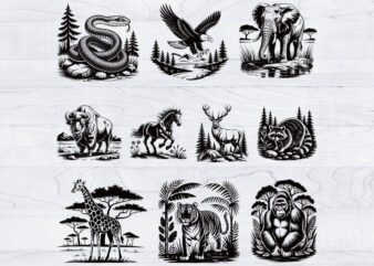 Safari animal svg bundle, animals cliparts, woodland animal svg