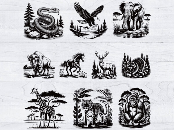 Safari animal svg bundle, animals cliparts, woodland animal svg t shirt template vector