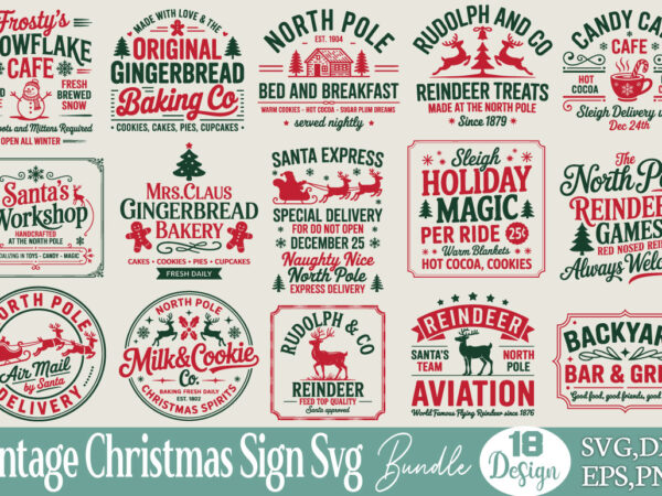 Vintage christmas sign t-shirt bundle vintage christmas sign svg bundle