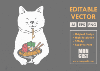 Cute Cat Eating Ramen