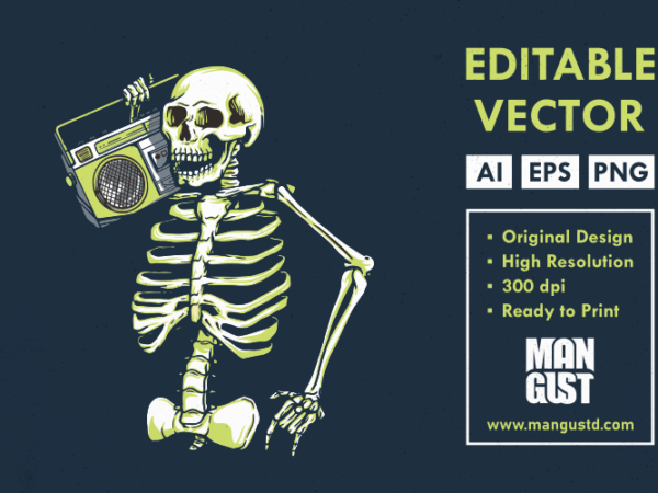 Skeleton music radio t shirt template vector