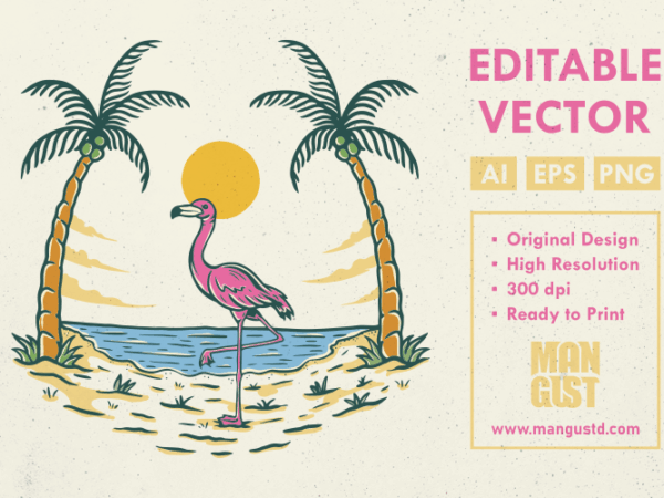 Summer vibes flamingo t shirt template vector
