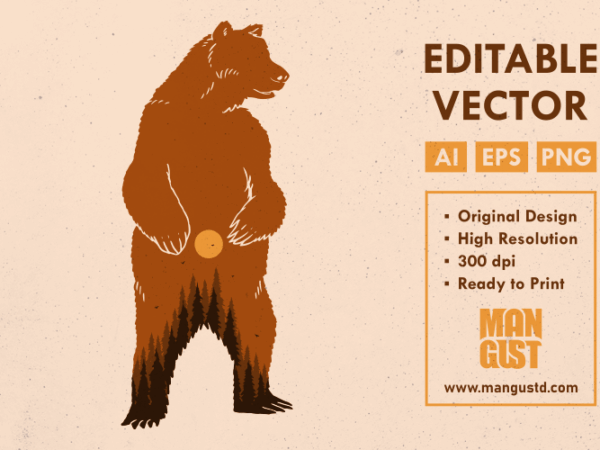 Wild bear forest t shirt design for sale