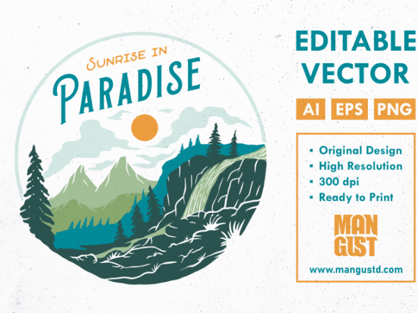 Sunrise in paradise t shirt template vector