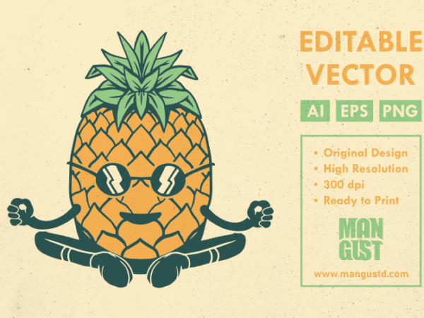Yoga meditation pineapple t shirt design template