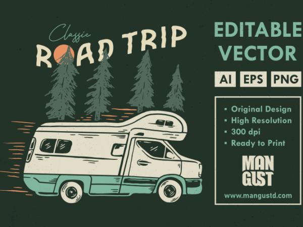 Classic road trip 2 t shirt vector file