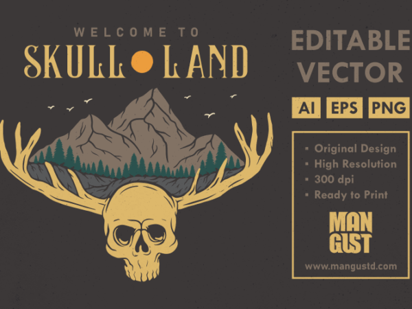 Horror skull land graphic t shirt
