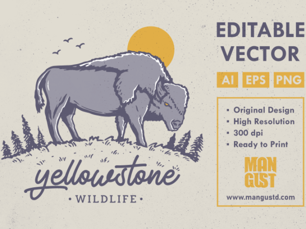 Yellowstone wildlife t shirt design template