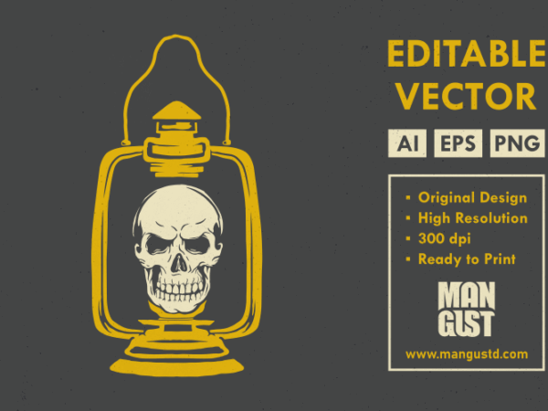 Lantern skull halloween t shirt vector graphic