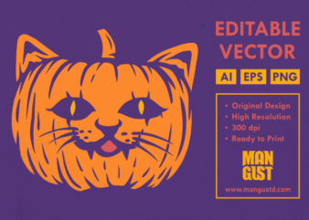 Scary Cat Pumpkin Halloween