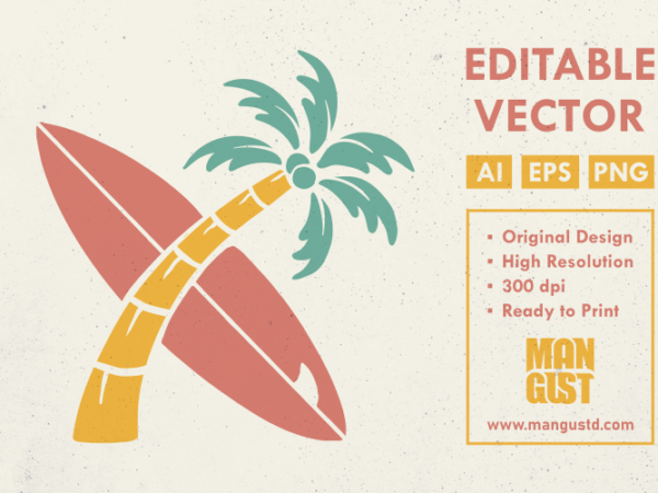 Summer surf club t shirt template vector