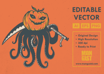 Octopus Pumpkin Reaper Halloween