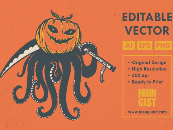 Octopus pumpkin reaper halloween t shirt design online