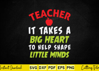 Teacher It Takes A Big Heart To Help Shape Little Mind Svg Teacher Day