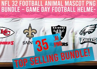 Nfl 32 football animal mascot png bundle – game day football helmefootball team t-shirt design – digital download