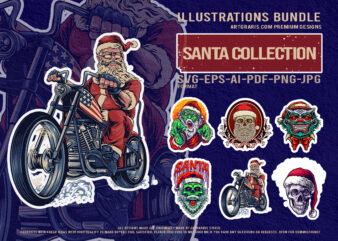 Dark Santa Claus Creepy Christmas Vector Bundle