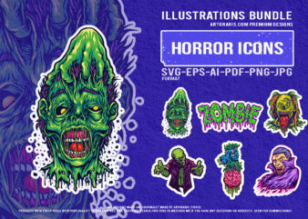 Evil zombie vampire monster horror creepy grotesque undead graphic collection