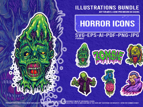 Evil zombie vampire monster horror creepy grotesque undead graphic collection