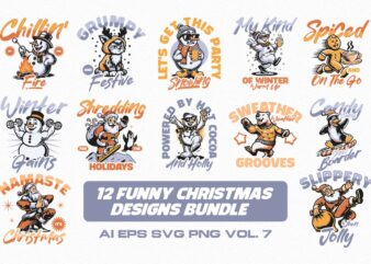 Funny christmas t-shirt designs bundle vol. 7
