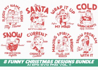 Funny Christmas T-shirt Designs Bundle Vol. 11