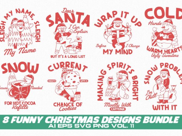 Funny christmas t-shirt designs bundle vol. 11
