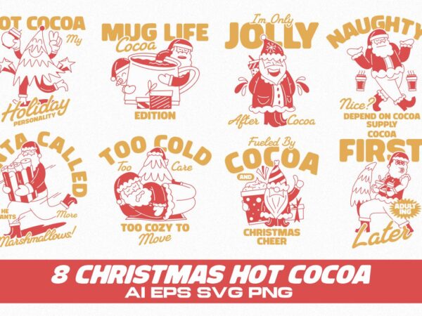 Christmas hot cocoa t-shirt designs bundle