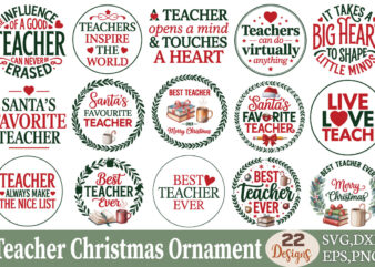 Teacher christmas ornament t-shirt bundle teacher christmas ornament svg bundle