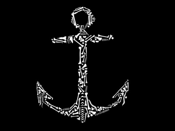 Anchor bones tshirt design vector