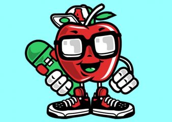 Apple Skater tshirt design vector