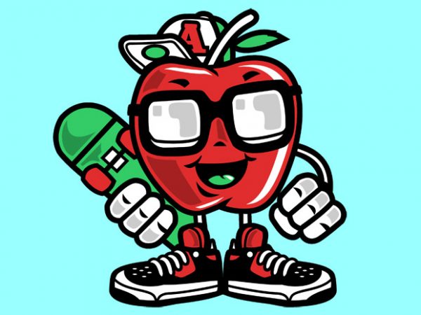 Apple skater tshirt design vector