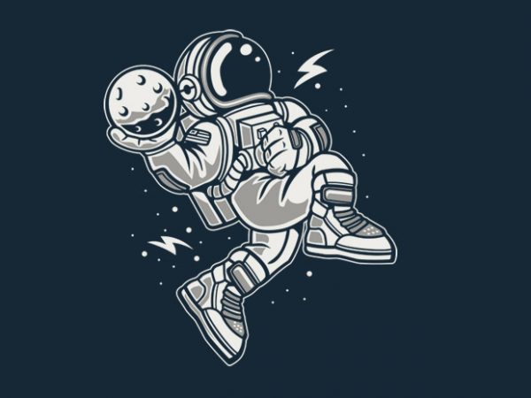 Astronaut slamdunk tshirt design vector