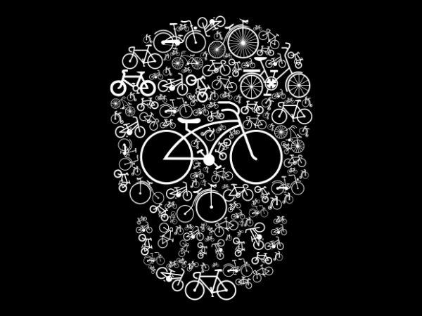 Bicycle skull graphic t-shirt design