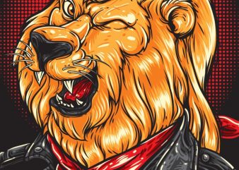 Cool Lion – Biker vector t-shirt design template