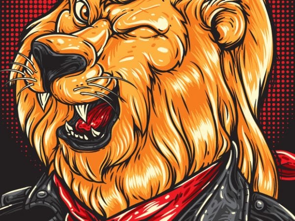 Cool lion – biker vector t-shirt design template