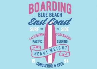 Boarding Blue Beach tshirt design