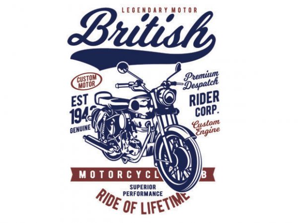 British motorcycle commercial use t-shirt design