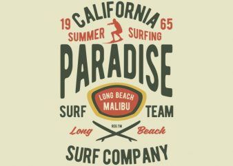 California Summer Surfing Paradise Tshirt design